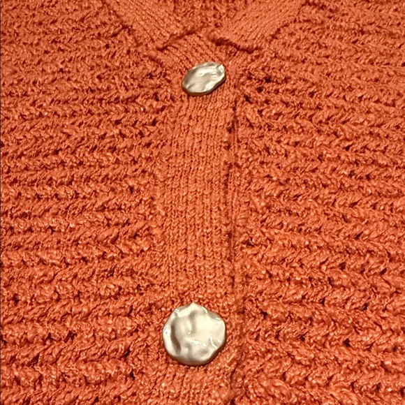 Orange Knit Button-Up Sweater Vest - Picture 8 of 9